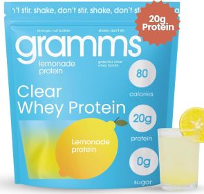 GRAMMS Clear Protein Powder, containing 20g of protein, suitable for both men and women | Lactose-free, grass-fed whey isolate protein, gluten-free (style: lemon)